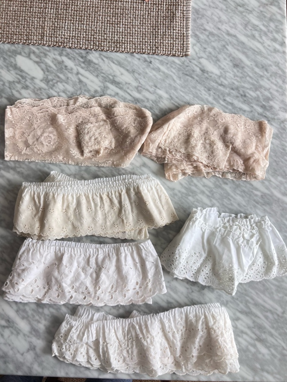 Vintage Scrap Lace & Eyelet Ruffle Trim — Blush & White